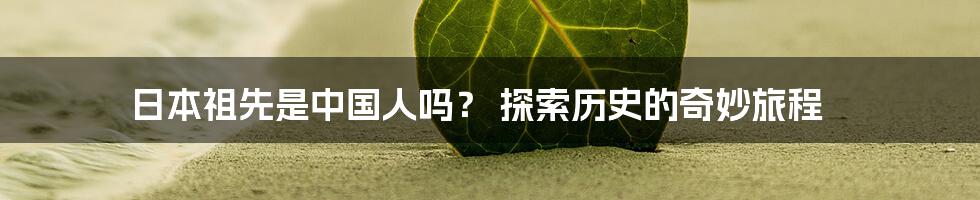 日本祖先是中国人吗？ 探索历史的奇妙旅程