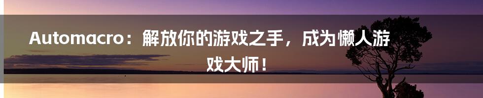 Automacro:解放你的游戏之手,成为懒人游戏大师!