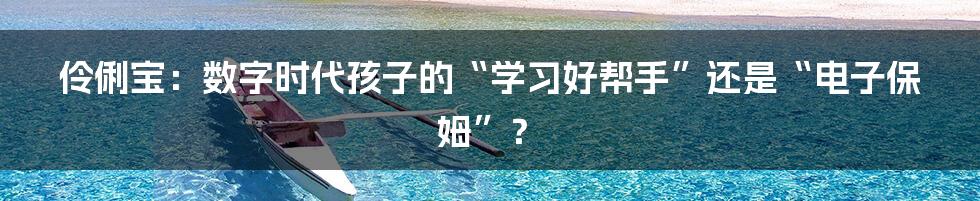 伶俐宝：数字时代孩子的“学习好帮手”还是“电子保姆”？