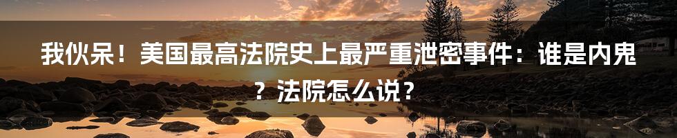 我伙呆！美国最高法院史上最严重泄密事件：谁是内鬼？法院怎么说？