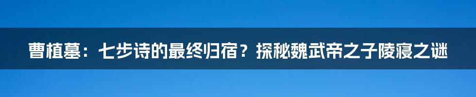 曹植墓:七步诗的最终归宿?探秘魏武帝之子陵寝之谜