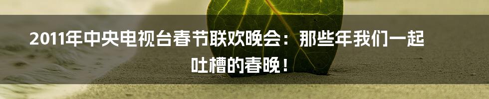 2011年中央电视台春节联欢晚会:那些年我们一起吐槽的春晚!