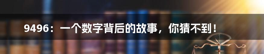 9496：一个数字背后的故事，你猜不到！