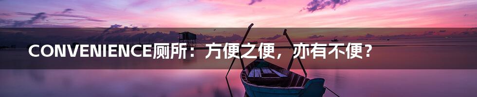 CONVENIENCE厕所：方便之便，亦有不便？