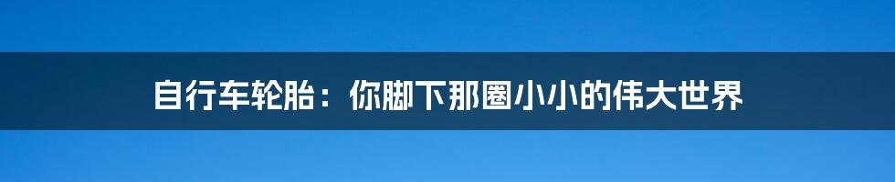 自行车轮胎：你脚下那圈小小的伟大世界