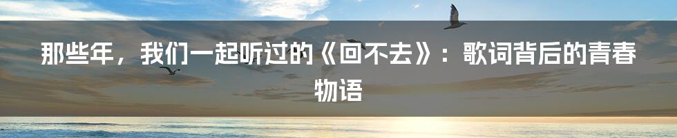 那些年，我们一起听过的《回不去》：歌词背后的青春物语