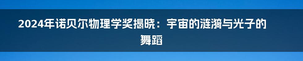 2024年诺贝尔物理学奖揭晓:宇宙的涟漪与光子的舞蹈