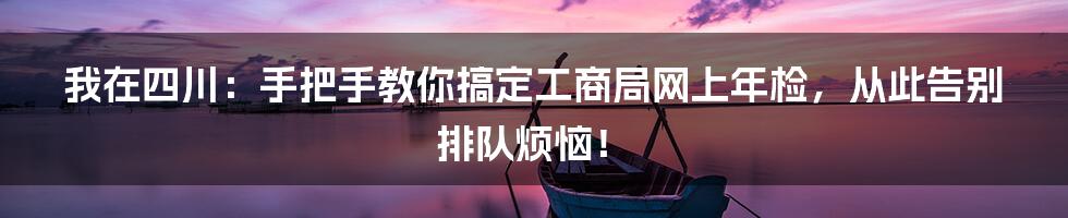 我在四川：手把手教你搞定工商局网上年检，从此告别排队烦恼！