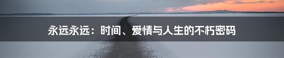 永远永远:时间、爱情与人生的不朽密码