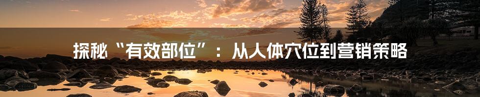 探秘“有效部位”：从人体穴位到营销策略