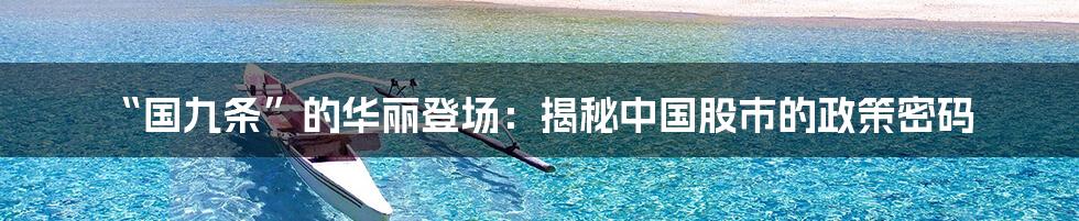 “国九条”的华丽登场:揭秘中国股市的政策密码