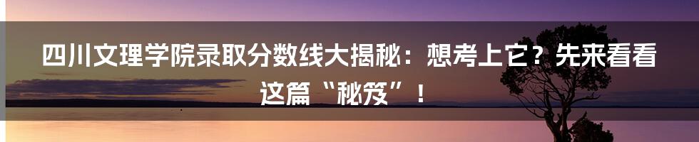 四川文理学院录取分数线大揭秘：想考上它？先来看看这篇“秘笈”！
