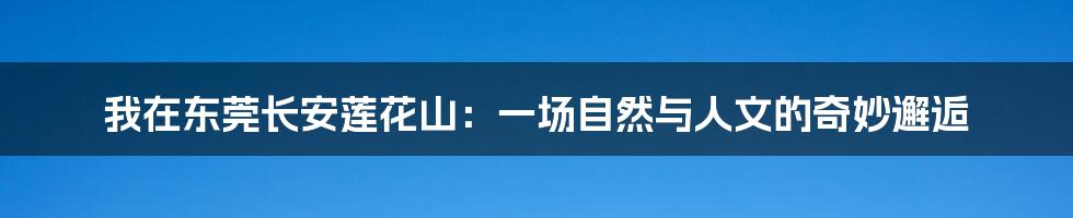 我在东莞长安莲花山：一场自然与人文的奇妙邂逅