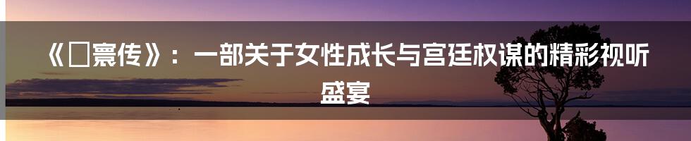 《媜寰传》:一部关于女性成长与宫廷权谋的精彩视听盛宴
