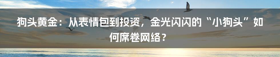 狗头黄金:从表情包到投资,金光闪闪的“小狗头”如何席卷网络?