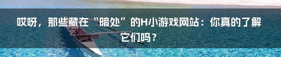 哎呀，那些藏在“暗处”的H小游戏网站：你真的了解它们吗？
