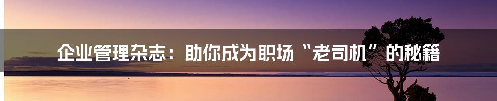 企业管理杂志:助你成为职场“老司机”的秘籍