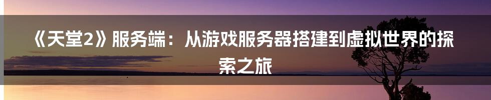 《天堂2》服务端：从游戏服务器搭建到虚拟世界的探索之旅