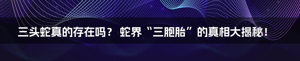三头蛇真的存在吗？ 蛇界“三胞胎”的真相大揭秘！