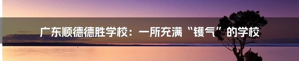 广东顺德德胜学校:一所充满“镬气”的学校