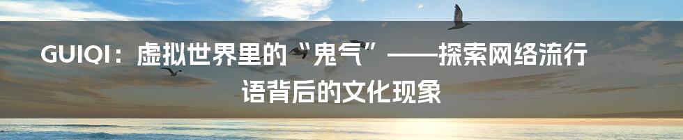GUIQI：虚拟世界里的“鬼气”——探索网络流行语背后的文化现象