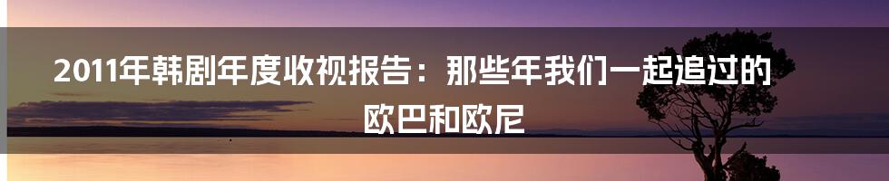 2011年韩剧年度收视报告:那些年我们一起追过的欧巴和欧尼