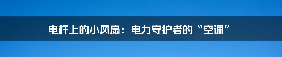 电杆上的小风扇：电力守护者的“空调”