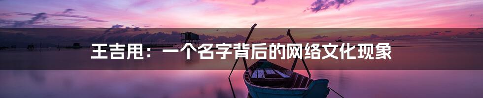 王吉甩:一个名字背后的网络文化现象