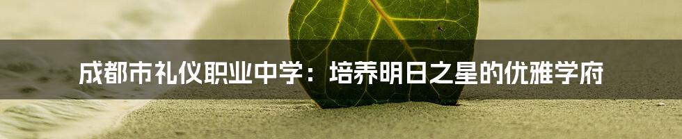 成都市礼仪职业中学:培养明日之星的优雅学府