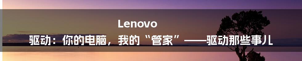 Lenovo 驱动：你的电脑，我的“管家”——驱动那些事儿
