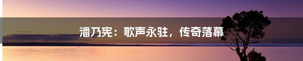 潘乃宪：歌声永驻，传奇落幕