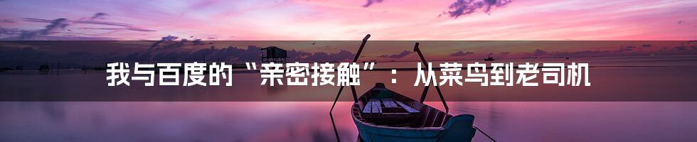 我与百度的“亲密接触”：从菜鸟到老司机