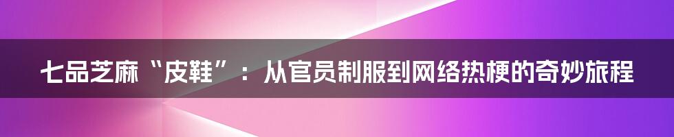 七品芝麻“皮鞋”：从官员制服到网络热梗的奇妙旅程