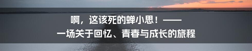 啊，这该死的蝉小思！—— 一场关于回忆、青春与成长的旅程