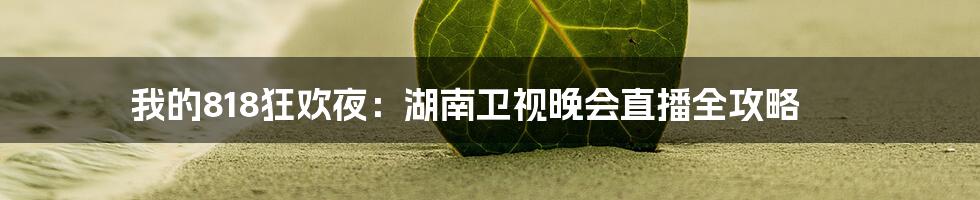 我的818狂欢夜:湖南卫视晚会直播全攻略