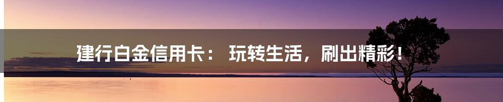 建行白金信用卡: 玩转生活,刷出精彩!