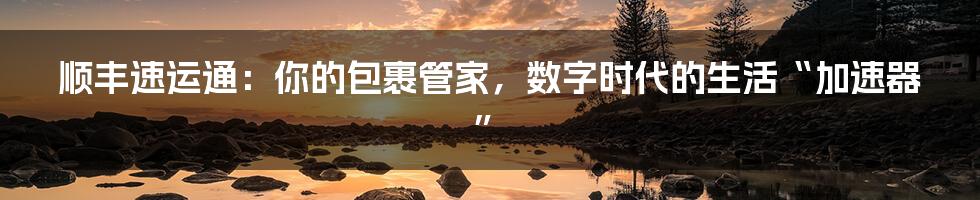 顺丰速运通：你的包裹管家，数字时代的生活“加速器”