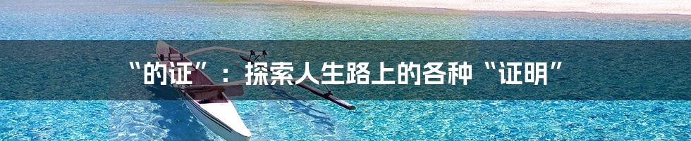 “的证”：探索人生路上的各种“证明”