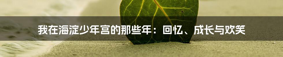 我在海淀少年宫的那些年：回忆、成长与欢笑