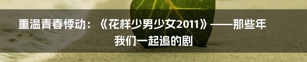 重温青春悸动:《花样少男少女2011》——那些年我们一起追的剧