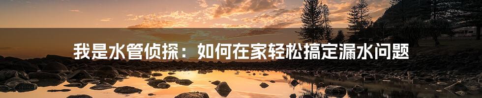我是水管侦探：如何在家轻松搞定漏水问题