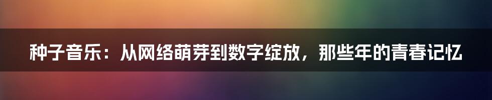 种子音乐：从网络萌芽到数字绽放，那些年的青春记忆