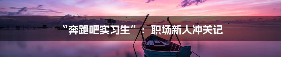 “奔跑吧实习生”：职场新人冲关记