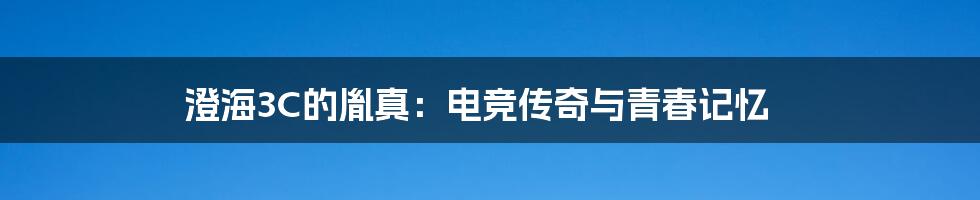 澄海3C的胤真:电竞传奇与青春记忆