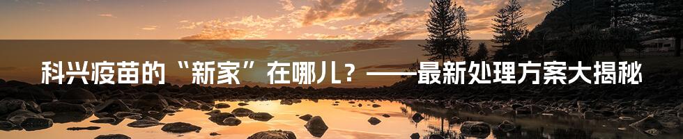 科兴疫苗的“新家”在哪儿？——最新处理方案大揭秘