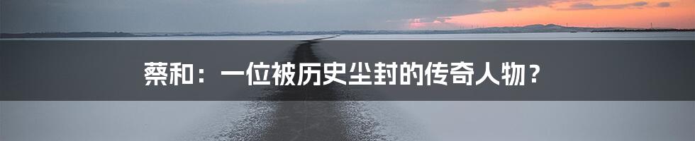 蔡和：一位被历史尘封的传奇人物？