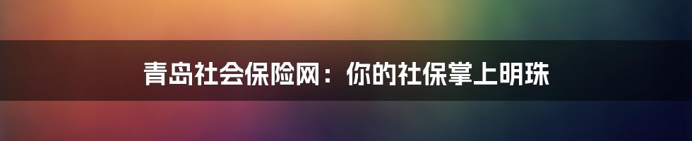 青岛社会保险网：你的社保掌上明珠
