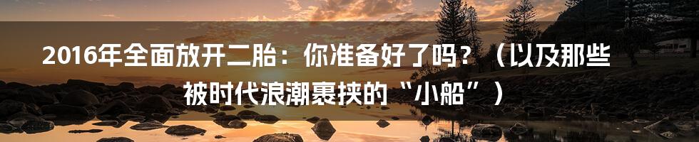 2016年全面放开二胎：你准备好了吗？（以及那些被时代浪潮裹挟的“小船”）