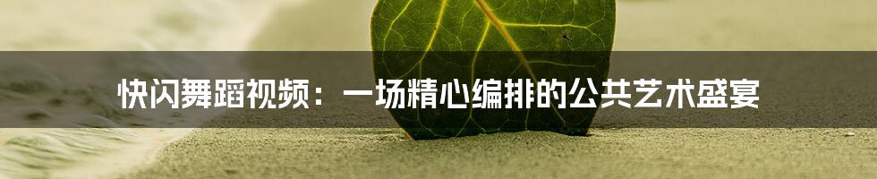 快闪舞蹈视频:一场精心编排的公共艺术盛宴