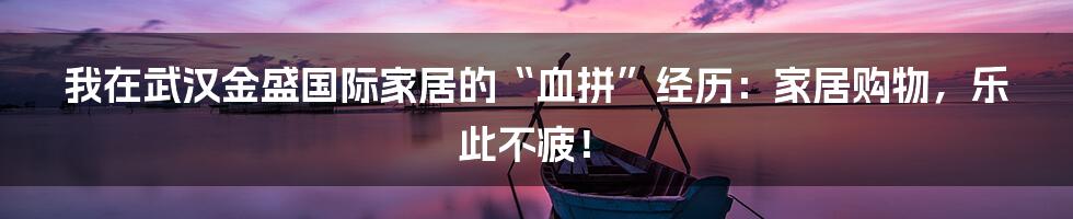 我在武汉金盛国际家居的“血拼”经历：家居购物，乐此不疲！